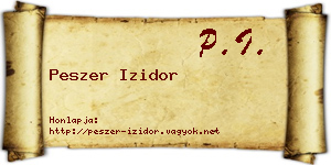 Peszer Izidor névjegykártya